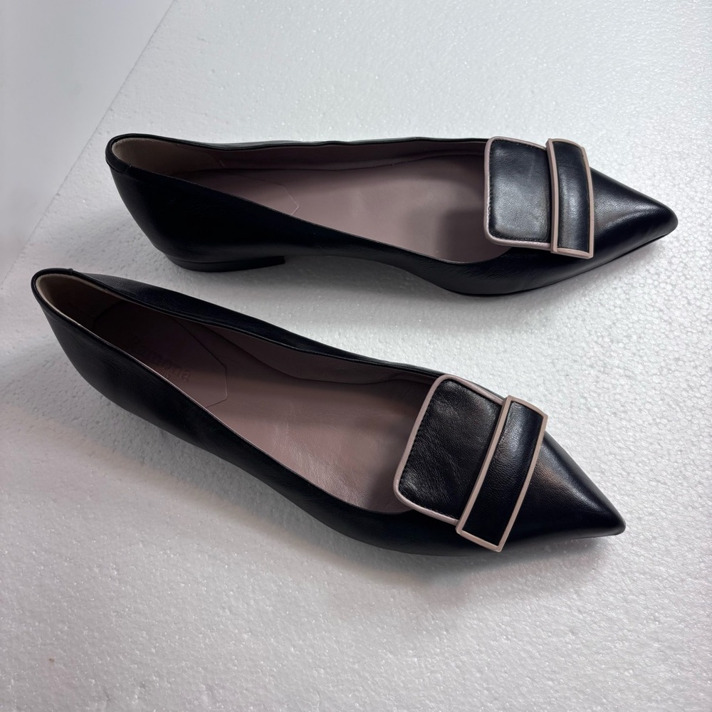 RAMONA Italy Leather Elegant Black Flats Pointed Toe Classy Women’s 40/US 9 - Picture 11 of 11